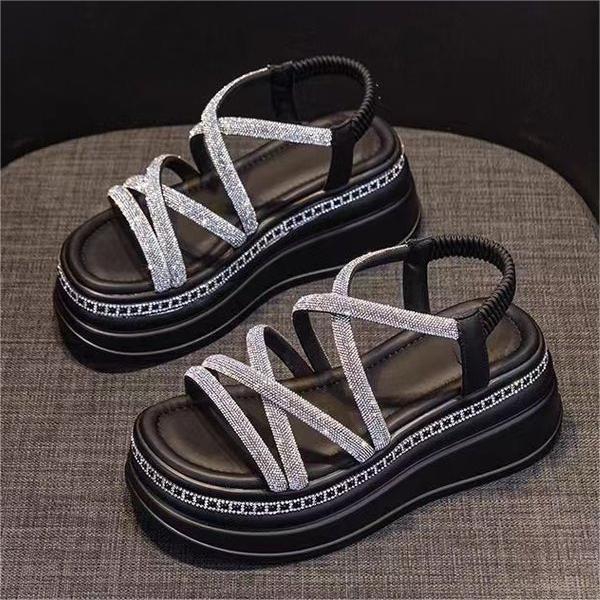 Rhinestone Platform Wedge Sandals