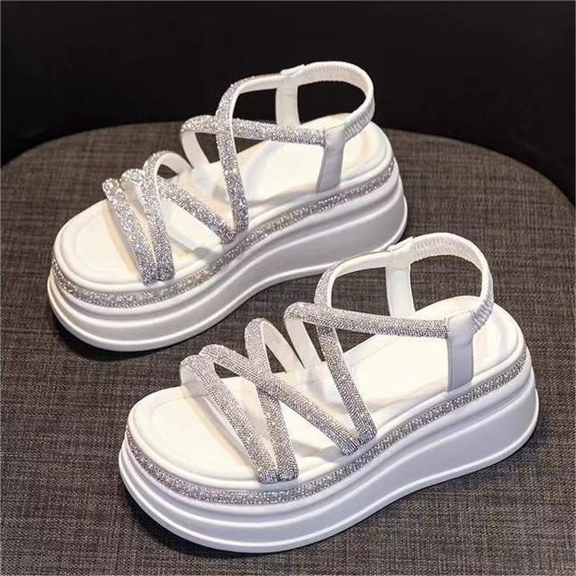 Rhinestone Platform Wedge Sandals