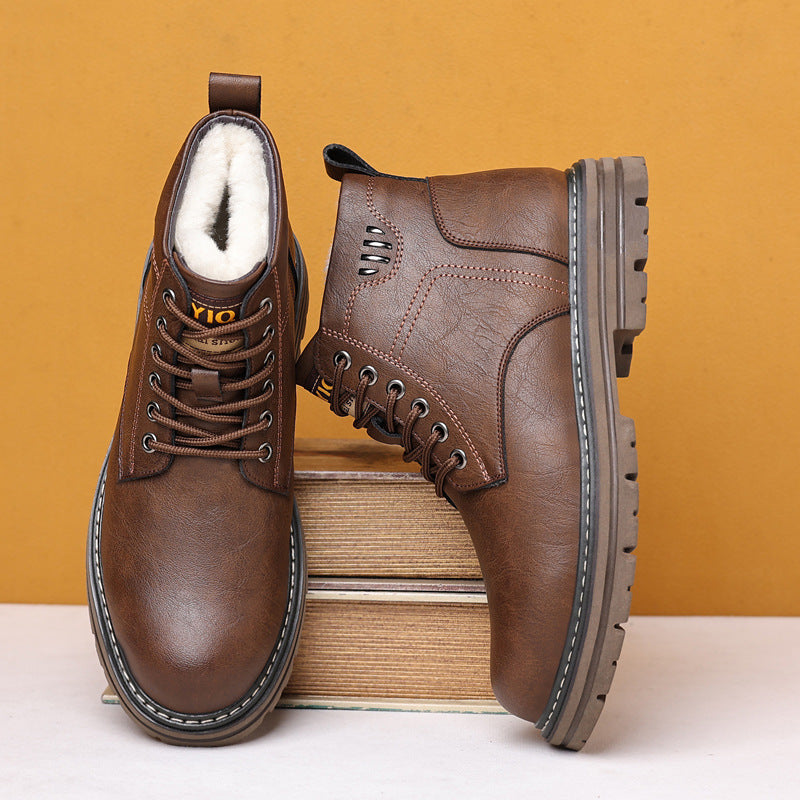 Pure cowhide waterproof velvet shoes