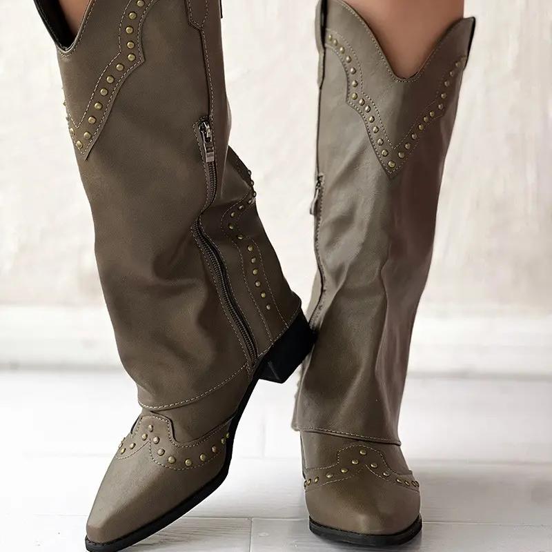 Vintage Pointed Studded Boots