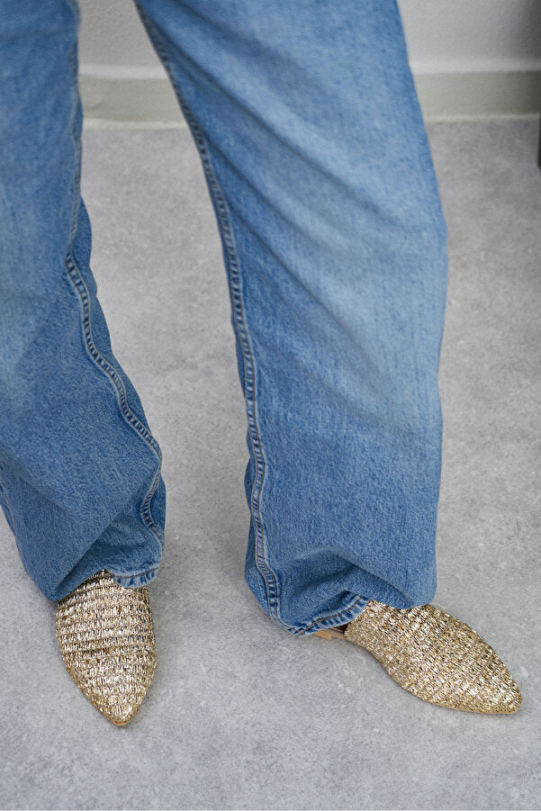 Chic metallic knit casual slippers