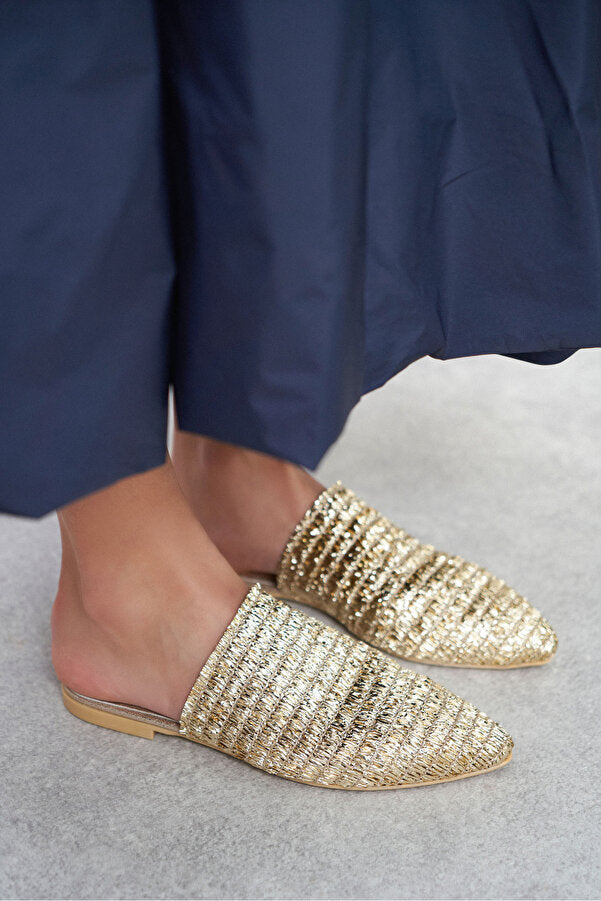 Chic metallic knit casual slippers