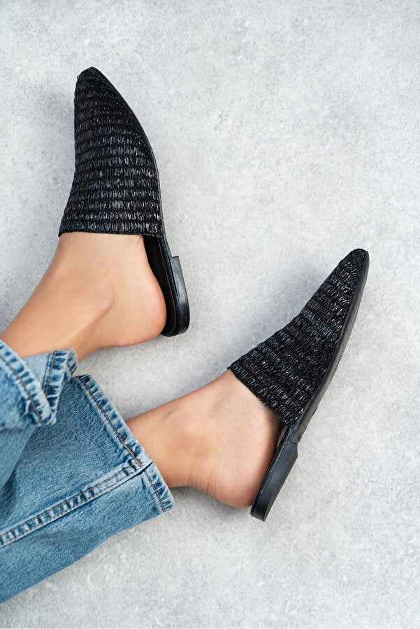 Chic metallic knit casual slippers