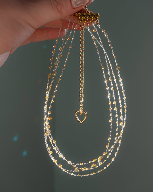 Sparkling gold sequin resin necklace & bracelet set