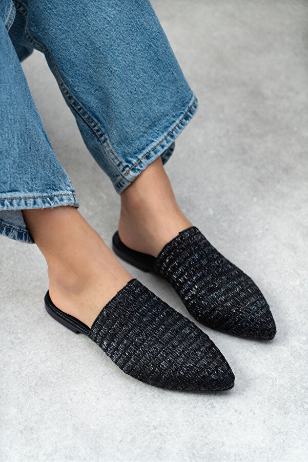 Chic metallic knit casual slippers