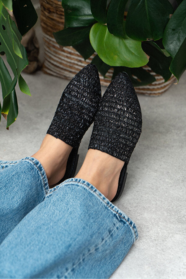 Chic metallic knit casual slippers