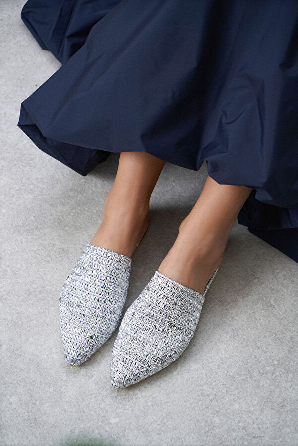 Chic metallic knit casual slippers