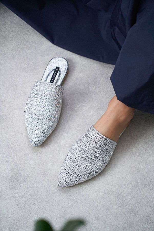 Chic metallic knit casual slippers