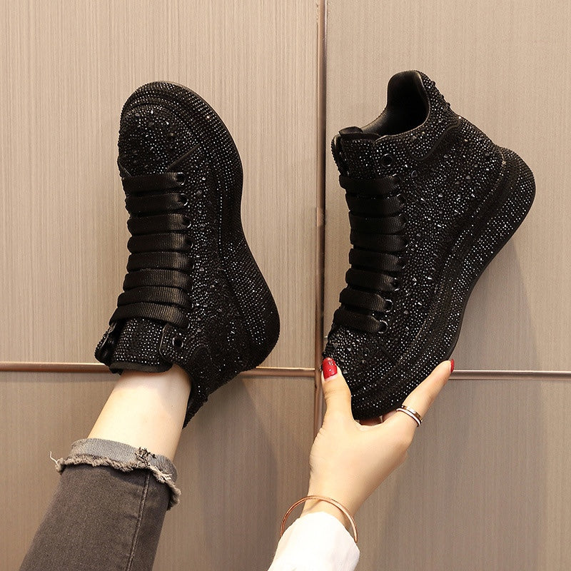 Black Fashionable Rhinestone Casual Women's Shoes