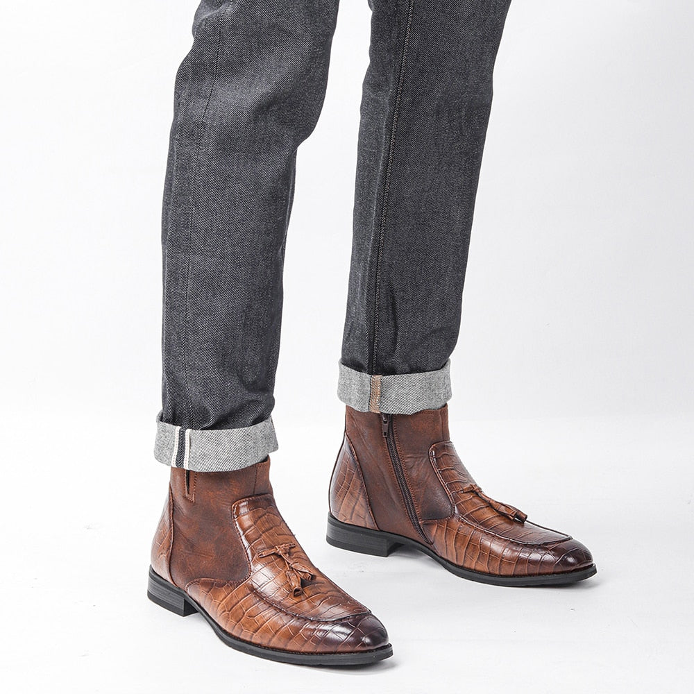 Crocodile Leather Fashion Tassel Men's Shoes