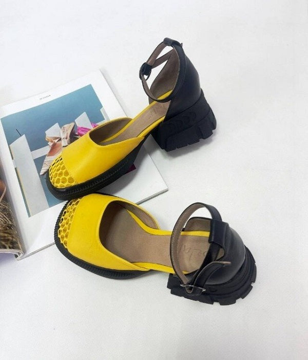 Eye-catching yellow mesh breathable casual shoes