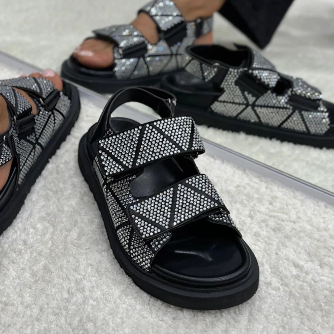 Chic sequin Velcro soft-soled casual sandals