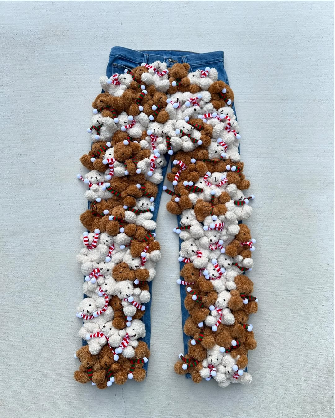 Fine handmade plush teddy bear jeans