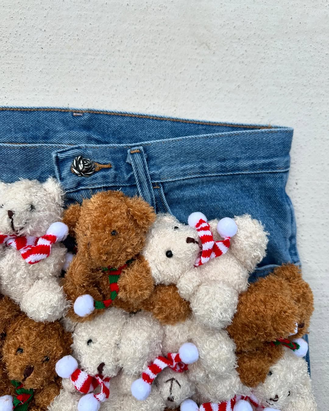 Fine handmade plush teddy bear jeans