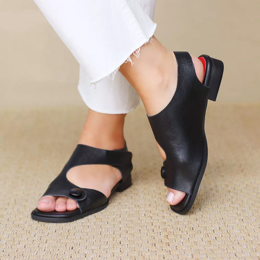 Chic Velcro wide leather sandals