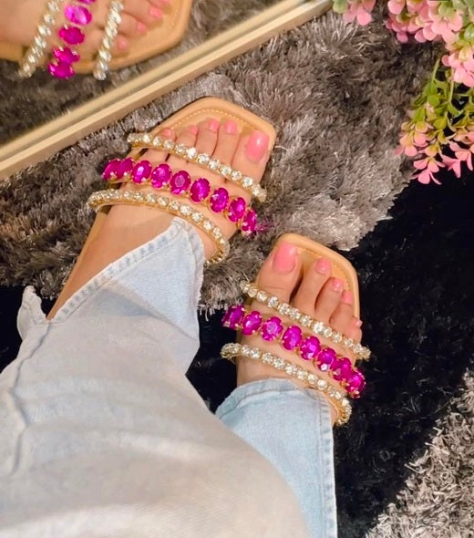 Chic dazzling flat slippers