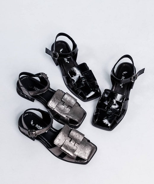 Stylish glossy leather casual sandals