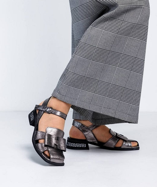 Stylish glossy leather casual sandals