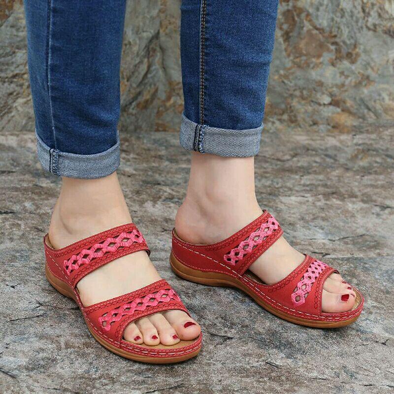 Hollow flower wedge sandals