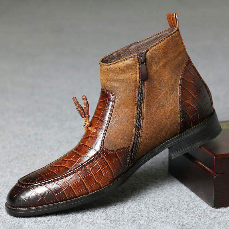 Crocodile Leather Fashion Tassel Men's Shoes