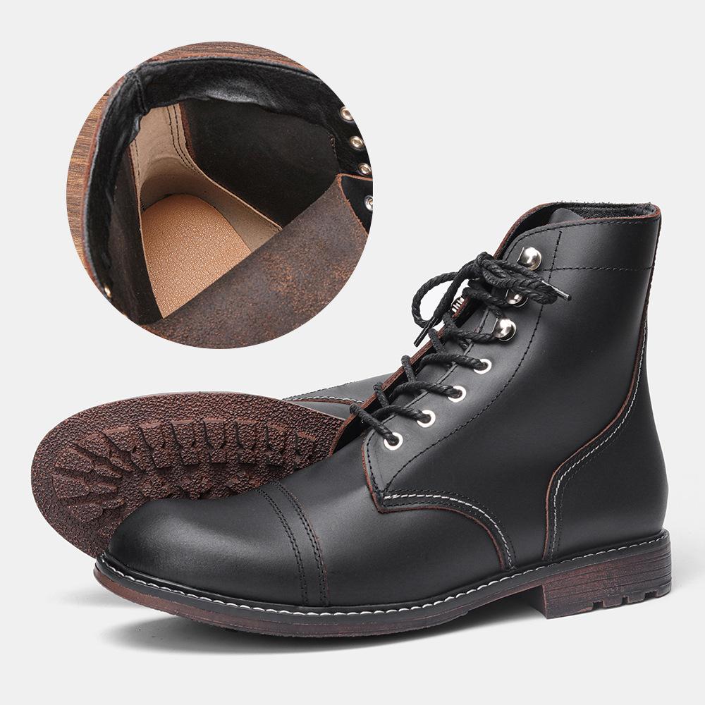 Italian handmade cowhide high-top casual boots