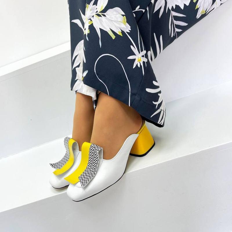 Chic Color Block Block Heel Slippers