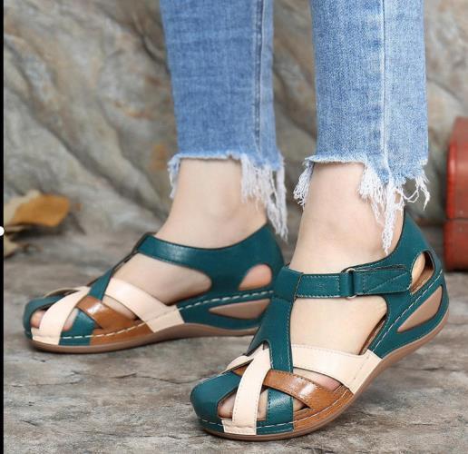 Retro round toe wedge women's Roman shoes