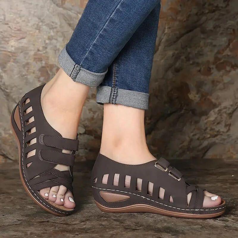 Hollow Velcro Large Size Wedge Women's Shoes