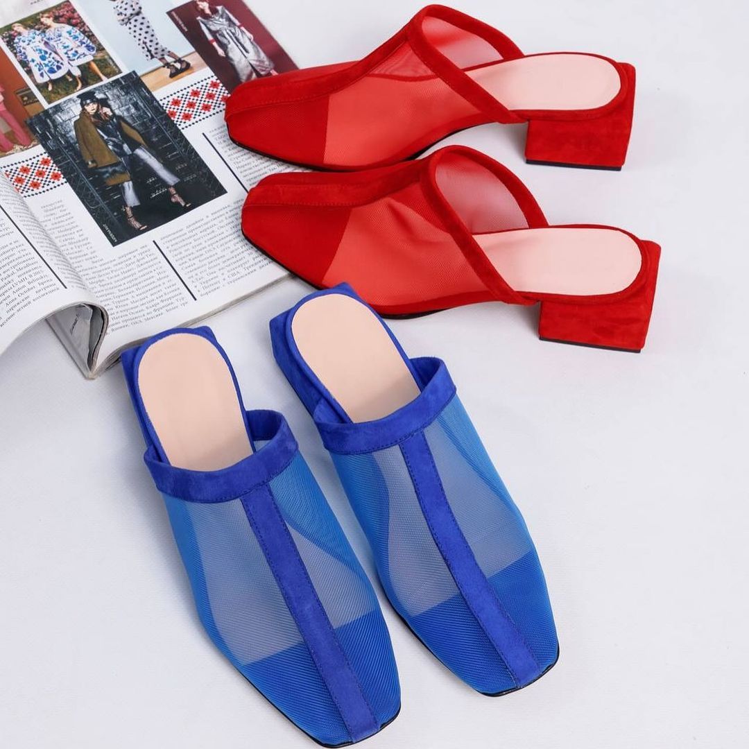 Breathable Mesh Square Toe Slippers