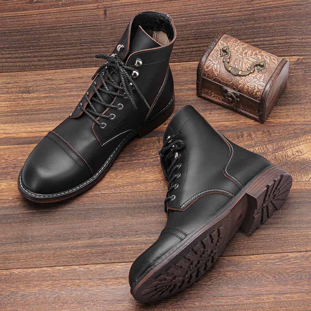 Italian handmade cowhide high-top casual boots