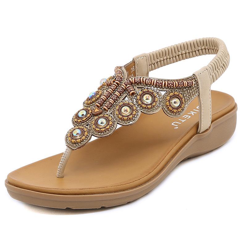 Women's shoes with rhinestone buckle and elastic heel strap