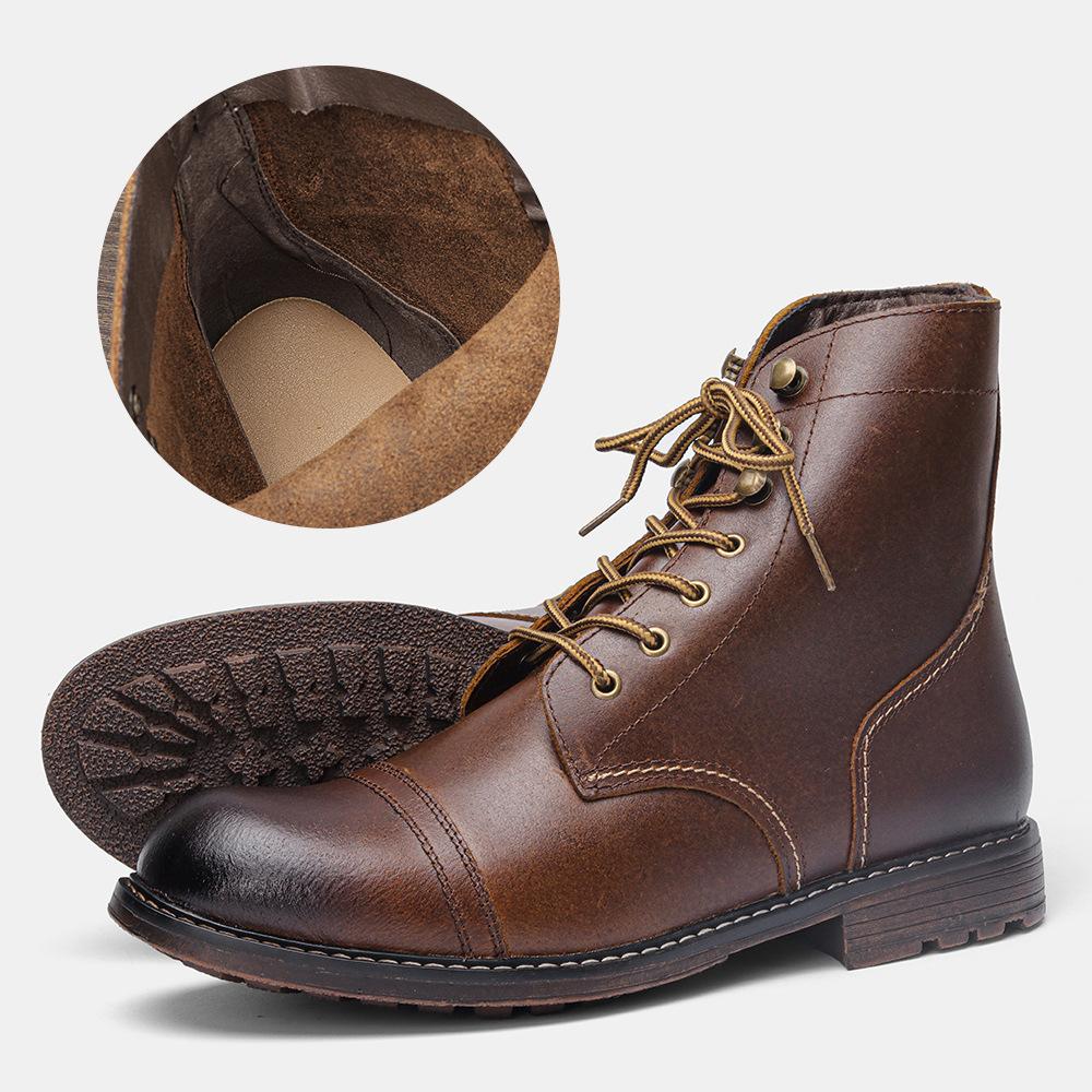 Italian handmade cowhide high-top casual boots