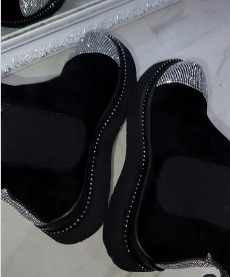 Suede Rhinestone Casual Boots