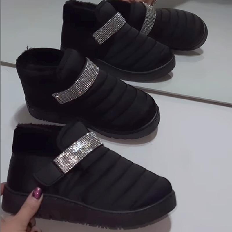 Rhinestone Decorative Velcro Warm Shoes