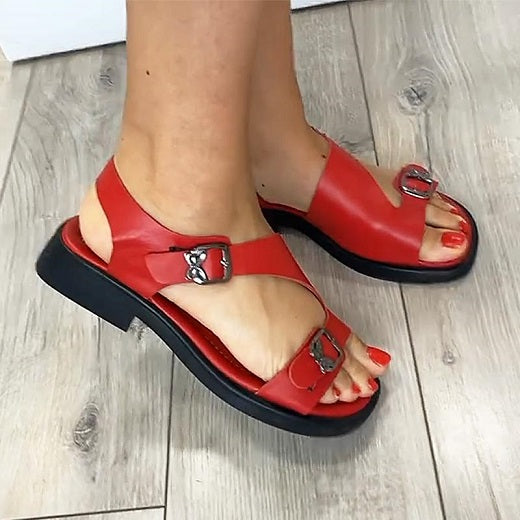 Soft sole leather buckle casual sandals