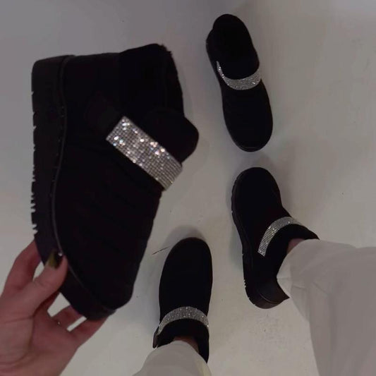 Rhinestone Decorative Velcro Warm Shoes