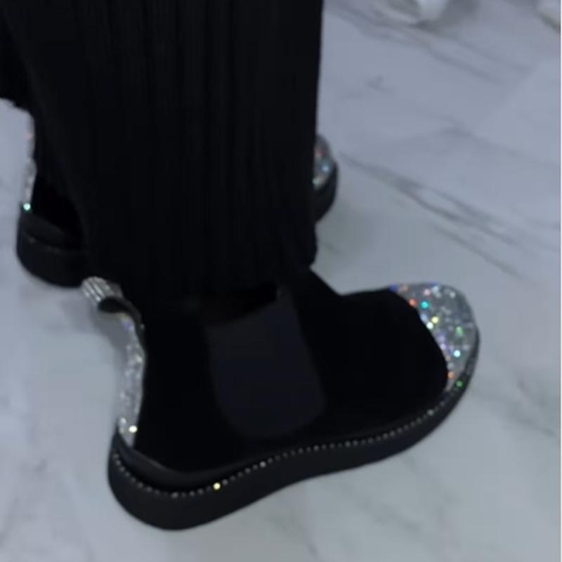 Suede Rhinestone Casual Boots