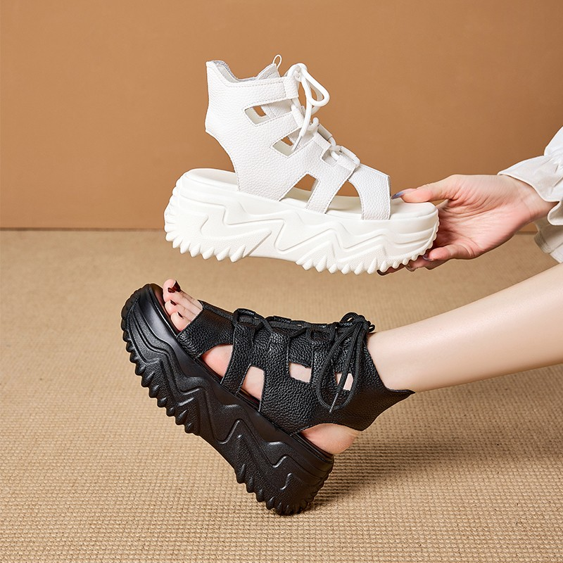 Breathable Leather Platform Sandals