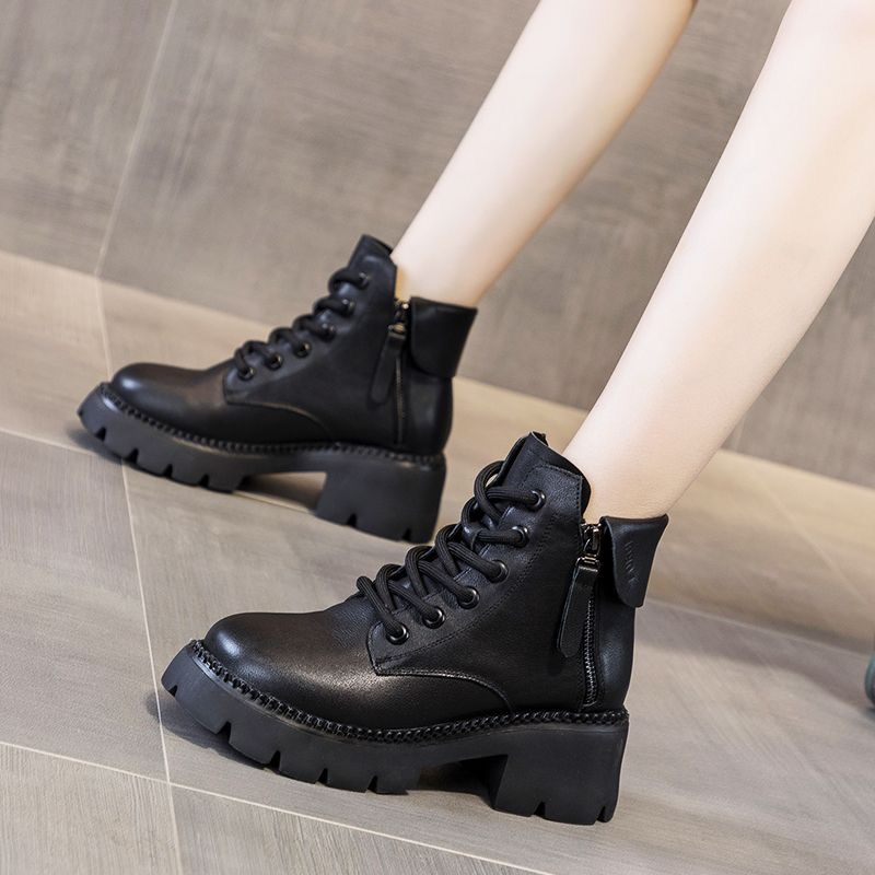 Versatile thick-soled orthopedic leather boots