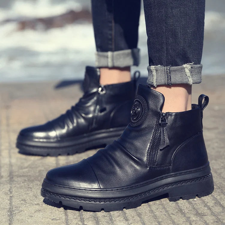 Italian hand-embossed all-match Martin boots