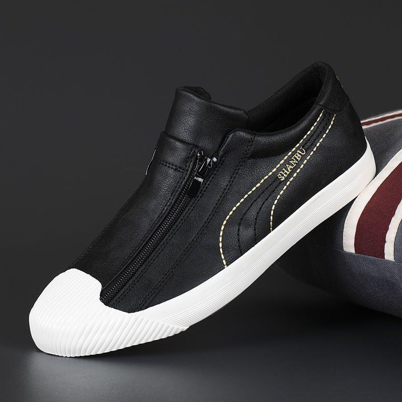 New men's low top casual leather shoes