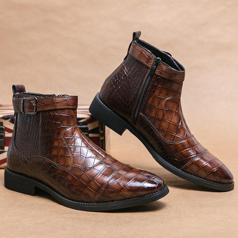 Handmade crocodile print boots