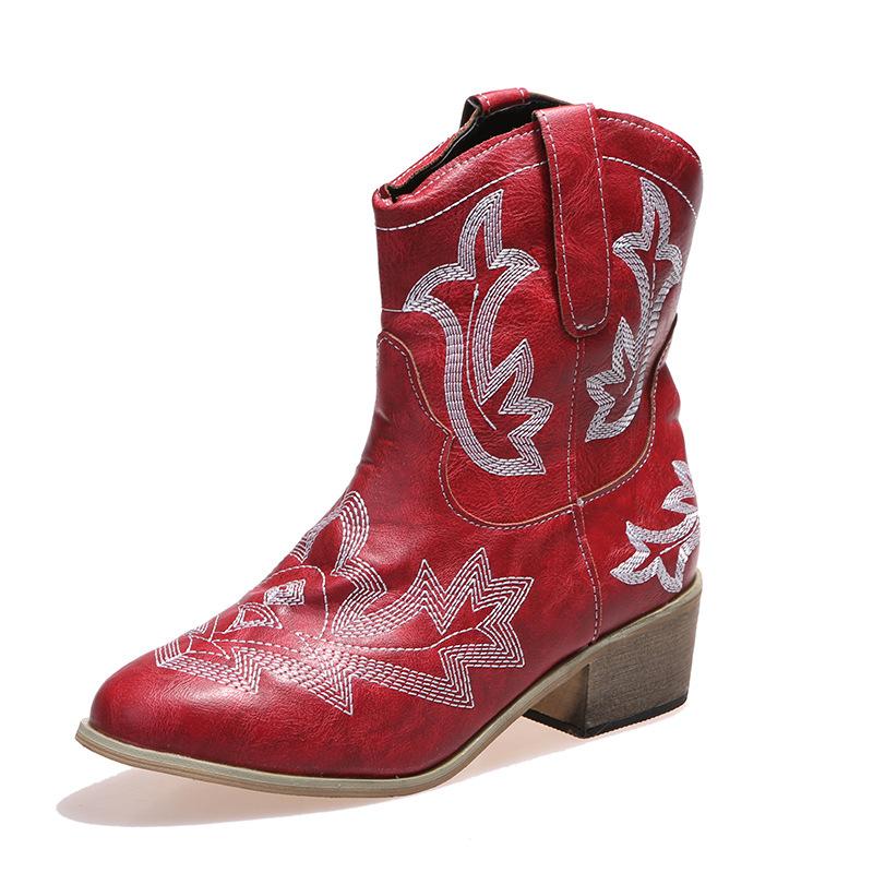 Ethnic leather casual women's boots
