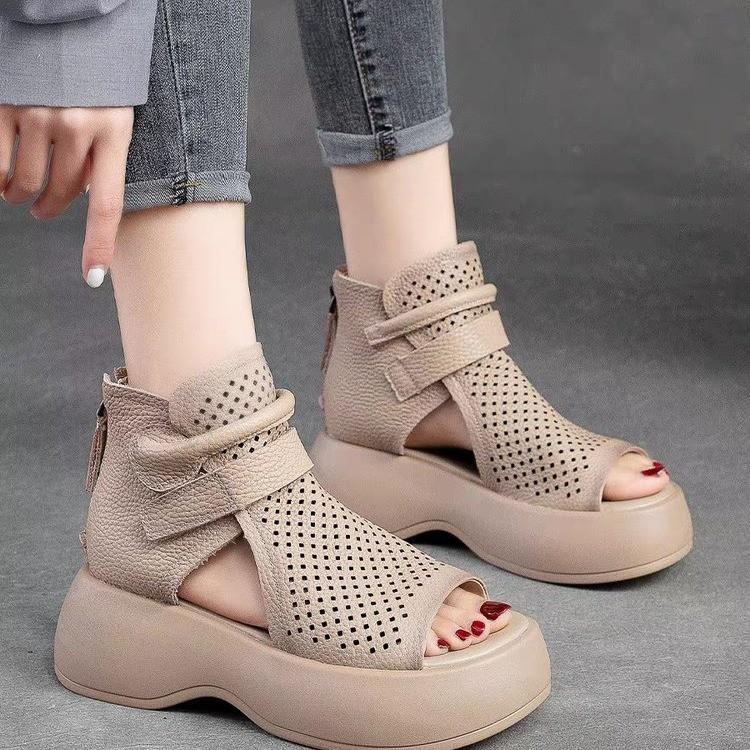 Velcro soft sole leather orthopedic shoes