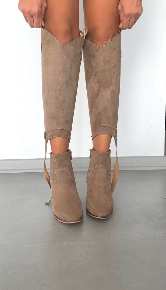 Low-heeled removable suede casual boots