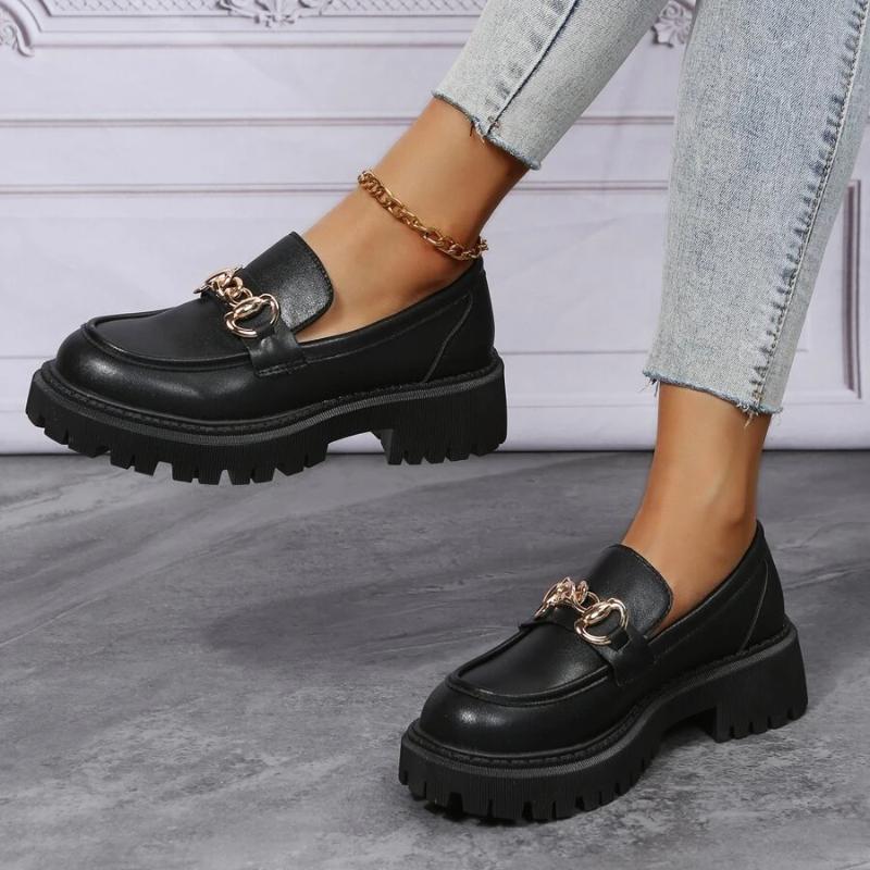 Thick-soled Loafers Chunky Heel Shoes