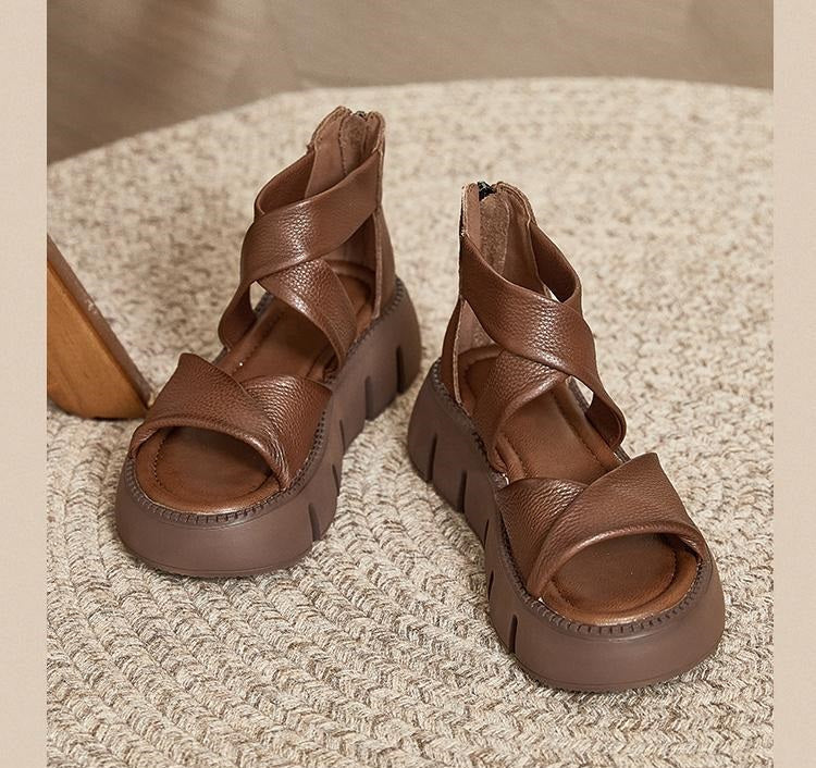 High-top soft-sole leather sandals